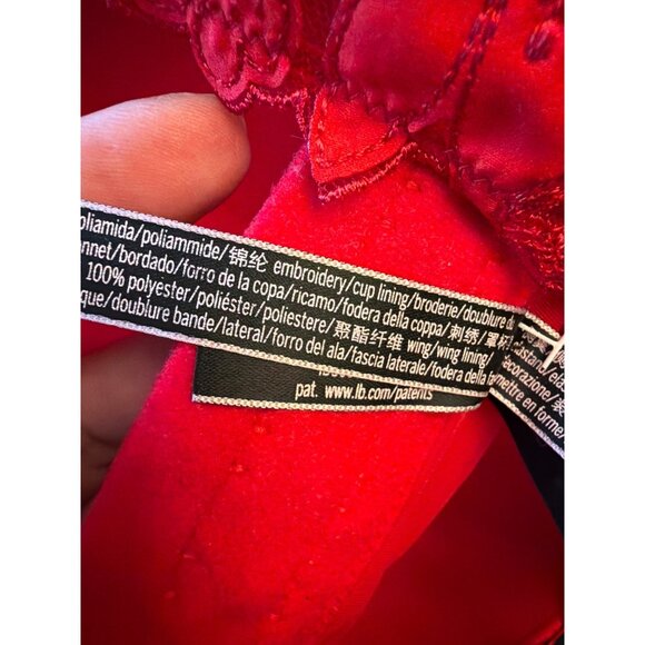 Victorias Secret 34DD Floral Lace Red Balconette Double Bra Top Adjustable Strap - Picture 8 of 8